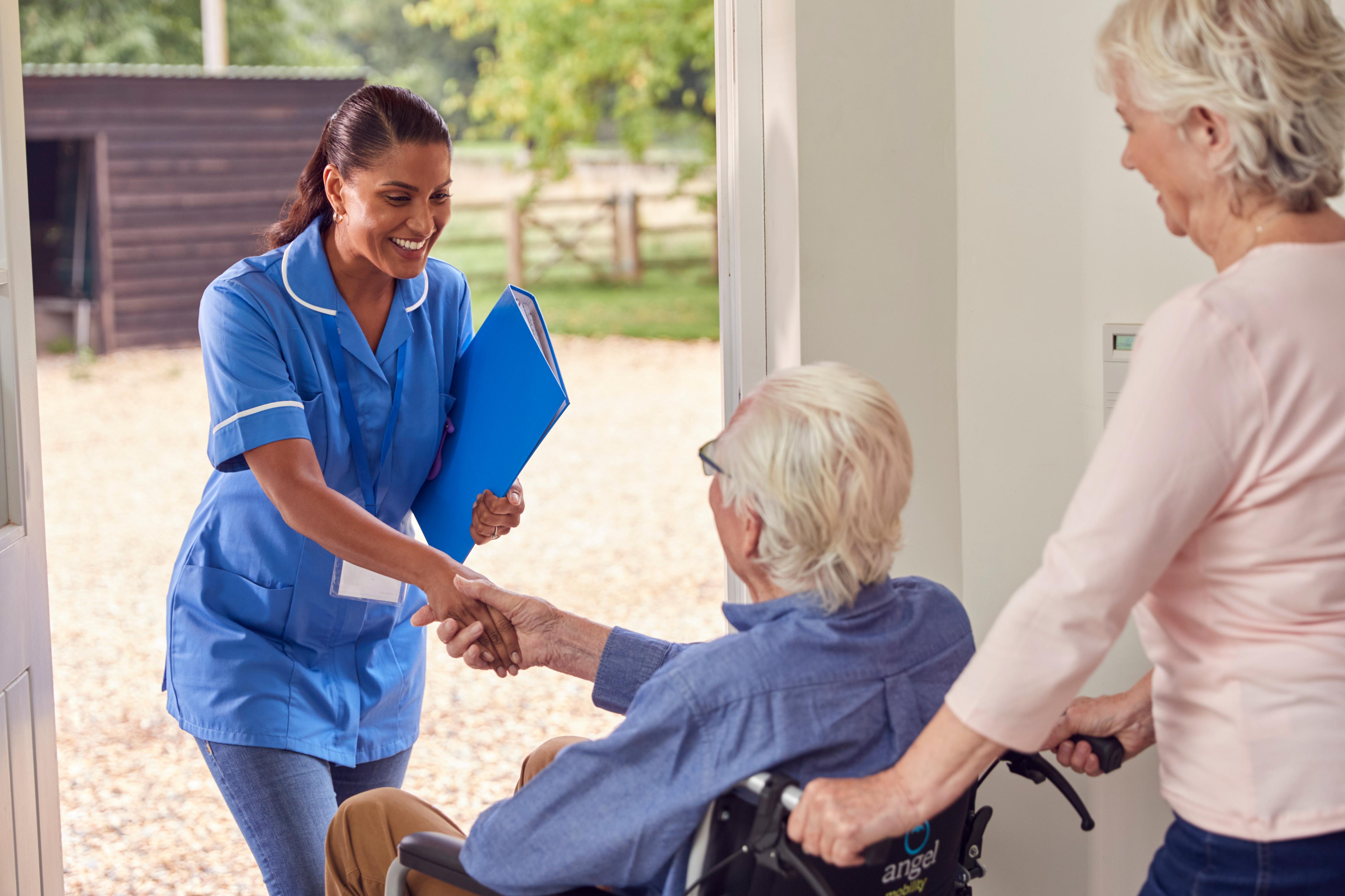 Carer introducing herself to a new family
