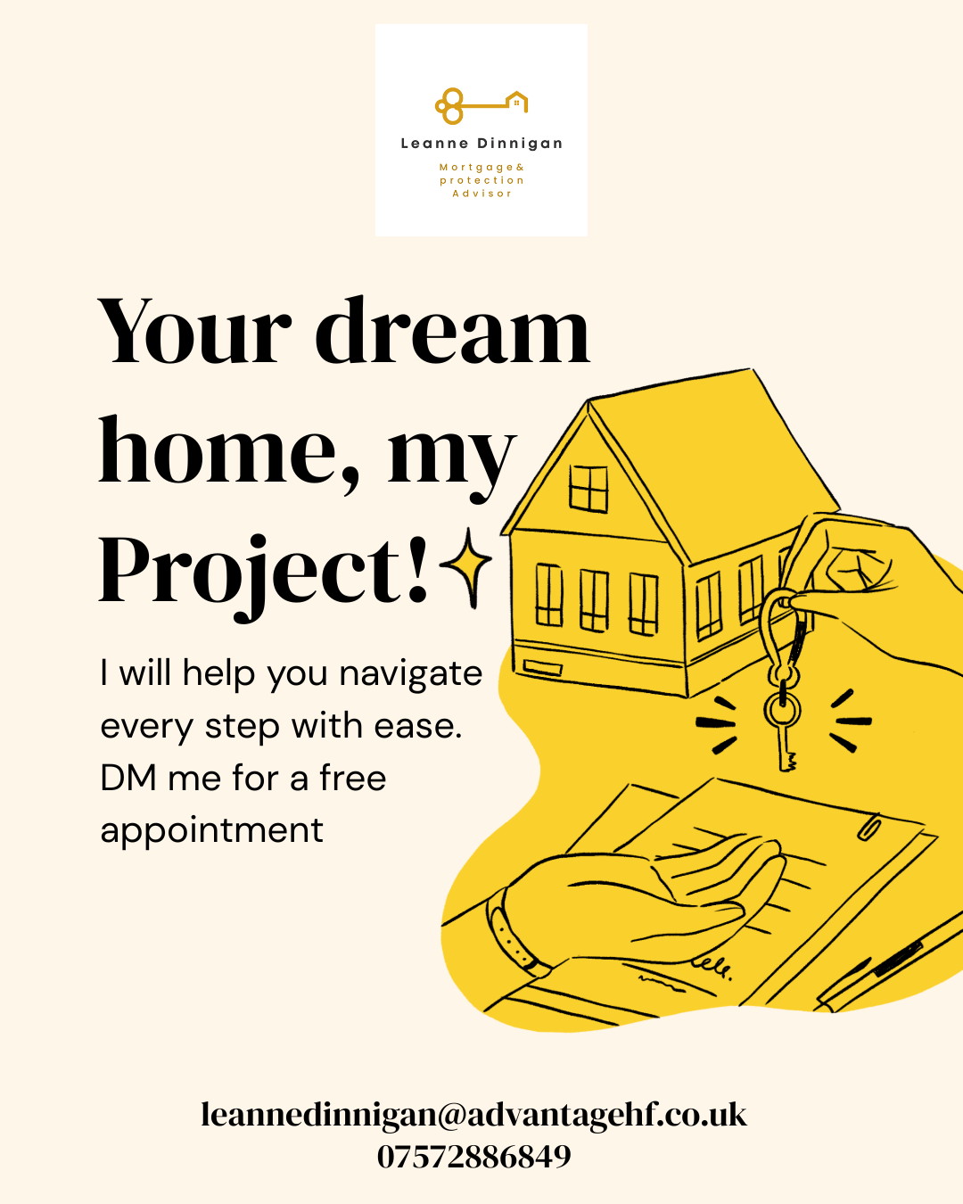 Cream and Yellow Illustrated Real Estate Instagram Post png