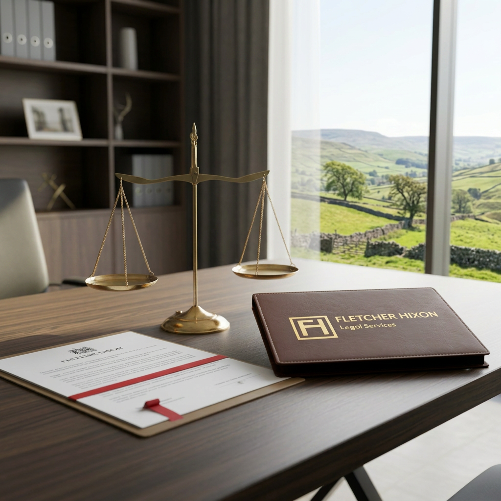 Desk with Yorkshire hills in background