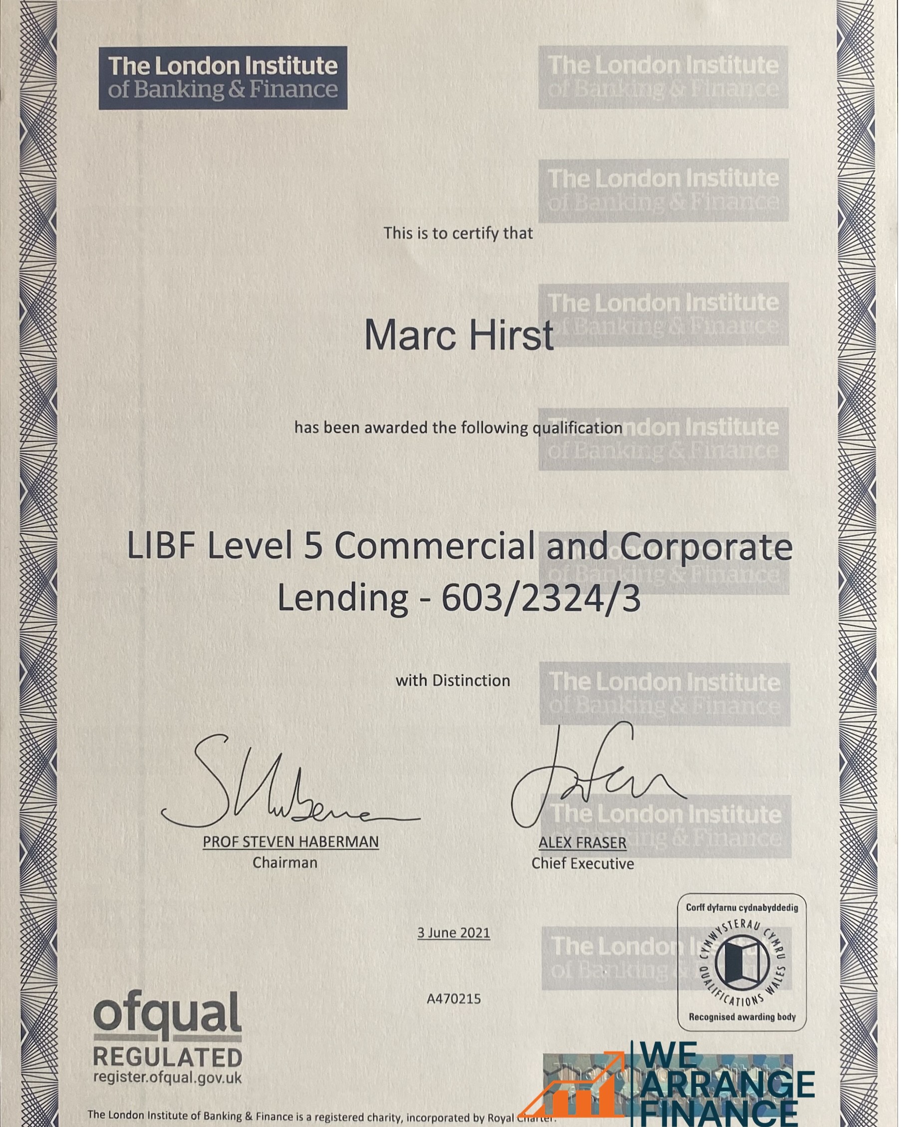 Marc Hirst CCL Certificate in Commercial Corporate Lending