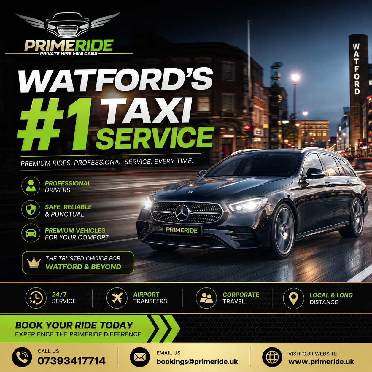 PrimeRide taxi service in Watford