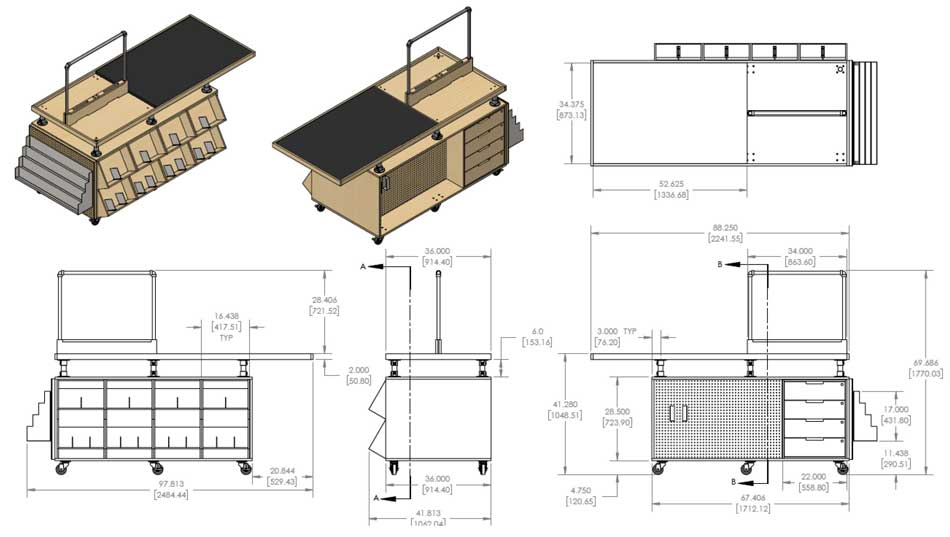 custom retail counter drafting new